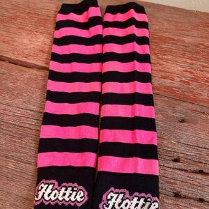 Sock Guy Women's medium Pink and Black Striped arm warmers for cycling